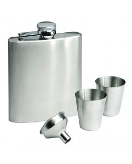 Set: hip flask, 2 cups, funnel